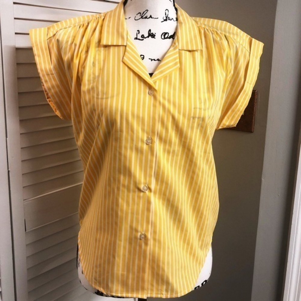 Vintage Liz Thomas Yellow Stripe Top Size M